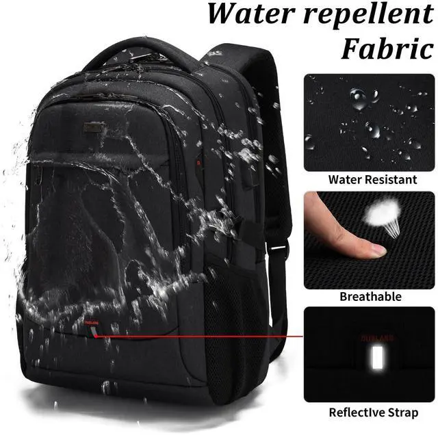 Alt view image 4 of 5 - DUSLANG 17 Inch Laptop Backpack for Travel Water Resistant College Backpack for Men/Women Laptop Bag with USB Charging Port, Green A