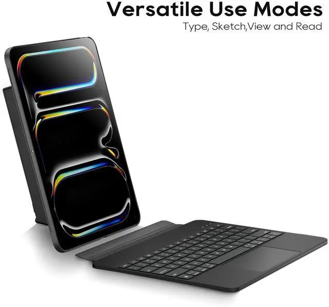 Alt view image 3 of 5 - edaiser Detachable Keyboard Case for Apple iPad Pro 13 inch (M4) 2024: Wireless Backlit Keyboard with Trackpad, Magnetic Protective Cover