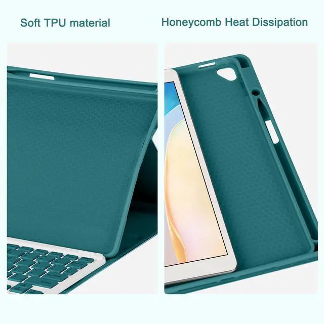 Alt view image 5 of 5 - Eisuiyi Keyboard Case for iPad 10.2" 7th/8th/9th gen, Compatible with iPad Air3/Pro10.5, Detachable Touchpad BT Keyboard, Magentic Protective Cover with Pencil Holder, Teal