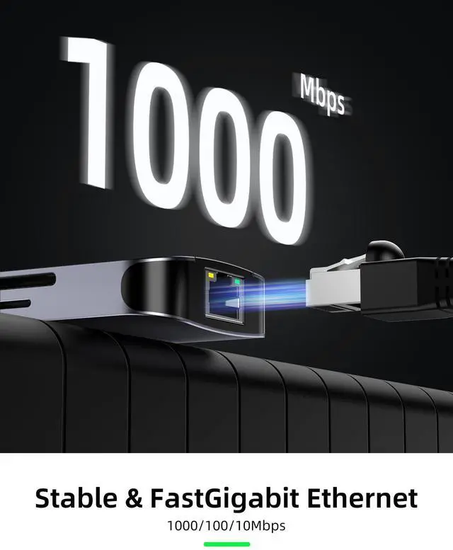 Alt view image 5 of 5 - USB C Docking Station Dual Monitor 10 in 1, USB-C Hub to HDMI VGA Adapter with 1Gbps Ethernet 100W Charging, USB C Hub to USB, 3.5 Audio, Card Reader Compatible for Dell/MacBook/Surface Laptops