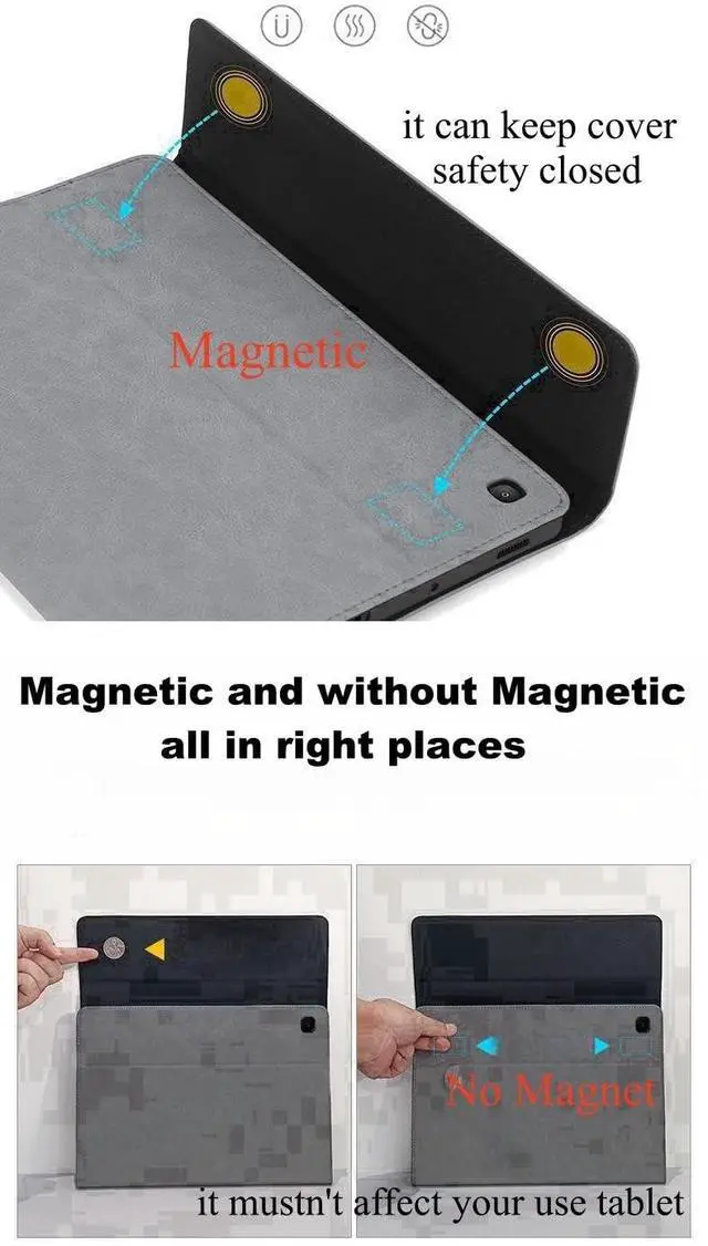 Alt view image 4 of 5 - Flip Case for Galaxy Tab S6 Lite 10.4 inch 2024/2022/2020 (SM-P620/P625/P613/P619/P615/P610) with S Pen Holder, Smart Cover Compatible with Keyboard for Business, Black