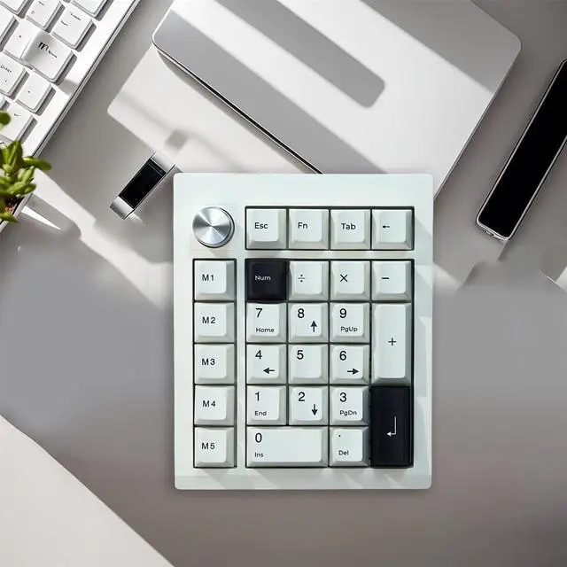 Alt view image 2 of 5 - FKZ GMK26 Mechanical Numpad,Gasket QMK/VIA Macro Numeric Keypad Hot Swap Wireless 2.4G/BT5.0/Wired USB-C RGB Backlit 26 Keys Mini Protable Number Keyboard Programmable for Win/Mac/Gaming (White)