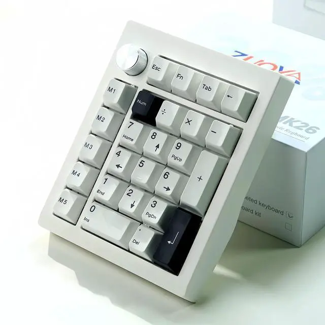 Alt view image 3 of 5 - FKZ GMK26 Mechanical Numpad,Gasket QMK/VIA Macro Numeric Keypad Hot Swap Wireless 2.4G/BT5.0/Wired USB-C RGB Backlit 26 Keys Mini Protable Number Keyboard Programmable for Win/Mac/Gaming (White)