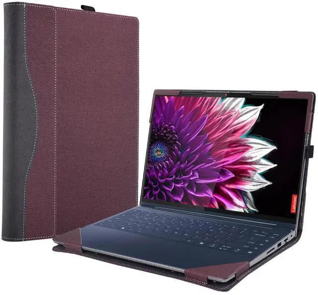 Main image of Laptop Case Cover for Lenovo Yoga 9i 2-in-1 14" Gen 9 & Yoga 9 2-in-1 14IMH9 [Not Other Models] Notebook Sleeve Computer Bag Protective PU Shell Accessories with Heat Dissipation Hole (red Wine)