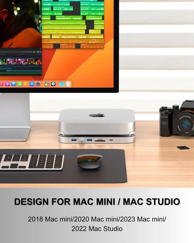 Alt view image 5 of 5 - GEWOKLIY Mac Mini Hub & Stand with SSD Enclosure for NVME/SATA M.2, Mac Mini Dock with 4K HDMI,USB C 10Gbps USB A/C Port, TF/SD Card Reader for Mac Mini M1/ M2 and Mac Studio | Accessories