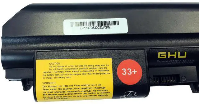 Alt view image 3 of 5 - GHU New Battery 33+ 48 WH Replacement for 43R2499 42T4644 41U3198 42T4677 Compatible with Lenovo Thinkpad R61 T400 R400 42T4531 42T5225 42T5229 42T5226 42T5264 41U3196 42T5225 42T5262