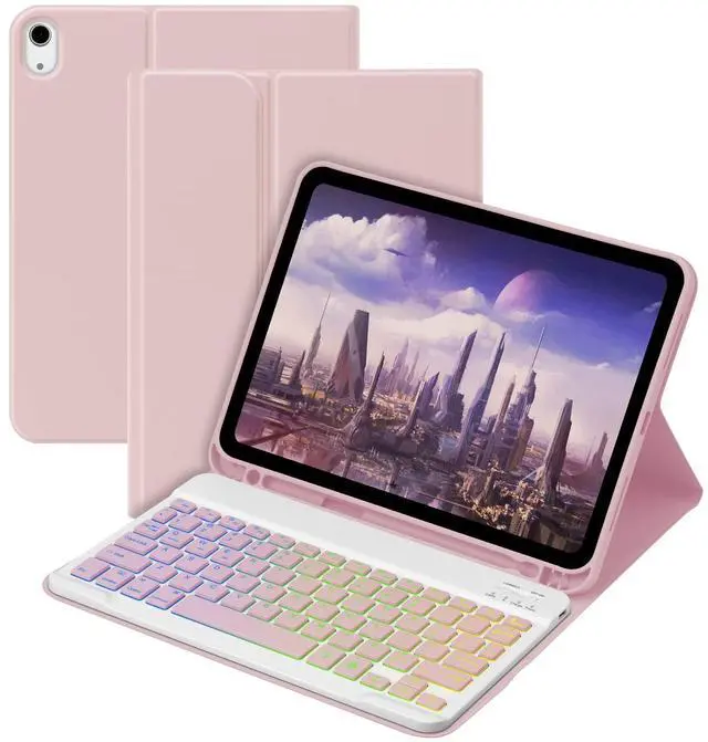 Main image of GOKOCO for iPad 11th A16 2025/10th Keyboard Case 10.9 inch 2022, Blackit Wireless Keyboard Case with Pencil Holder for iPad 10 Generation 2022-Pink