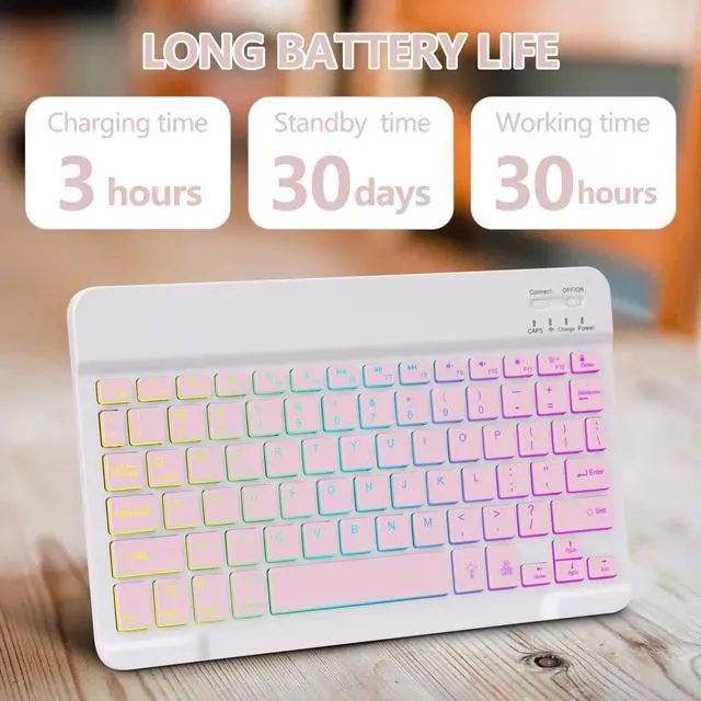 Alt view image 4 of 5 - GOKOCO for iPad 11th A16 2025/10th Keyboard Case 10.9 inch 2022, Blackit Wireless Keyboard Case with Pencil Holder for iPad 10 Generation 2022-Pink