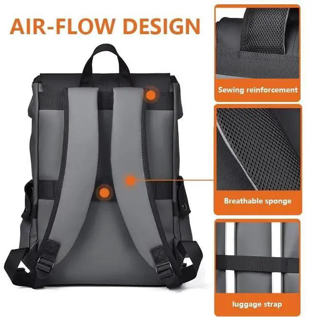 Alt view image 2 of 5 - Smart Travel backpack Waterproof,Scratch-Resistant,Camping,Hiking,Sport,school,college Bag,Business,fits up to 15.6 Inch Laptop with built-in USB port & headphones port for Men & Women Black-Gray