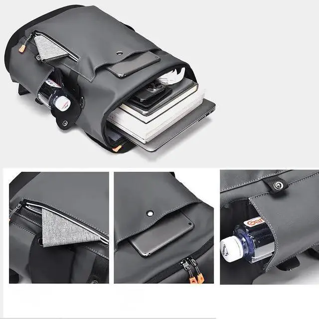 Alt view image 5 of 5 - Smart Travel backpack Waterproof,Scratch-Resistant,Camping,Hiking,Sport,school,college Bag,Business,fits up to 15.6 Inch Laptop with built-in USB port & headphones port for Men & Women Black-Gray