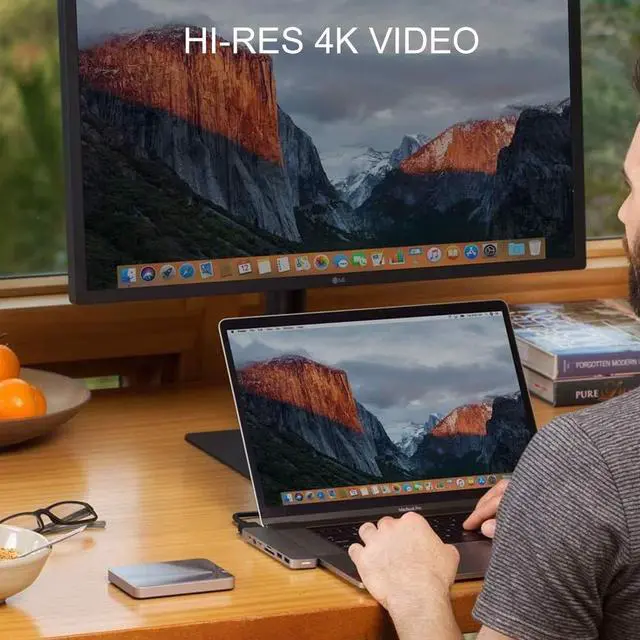 Alt view image 4 of 5 - HyperDrive Mac USB C Hub Adapter, Multi-Port Hub MacBook Pro 2020 2019-2016, MacBook Air 8-in-2 Dongle w Thunderbolt 3, USB-C 100W PD, 4K HDMI, MiniDP, microSD/SD Card Reader, 2xUSB A - Gray