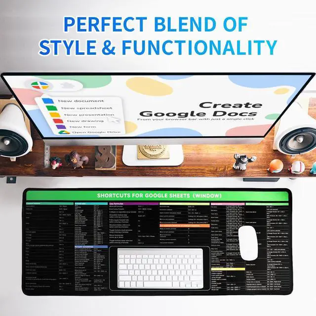 Alt view image 5 of 5 - Google Sheet Shortcut Mouse Pad, Large Mousepad for Google Excel Spreadsheet, Extended Gaming Pad for Desk, 31.5"x11.8" Waterproof Anti Slip Keyboard Pad with Google Sheet Shortcuts (Windows)
