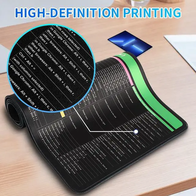 Alt view image 4 of 5 - Google Sheet Shortcut Mouse Pad, Large Mousepad for Google Excel Spreadsheet, Extended Gaming Pad for Desk, 31.5"x11.8" Waterproof Anti Slip Keyboard Pad with Google Sheet Shortcuts (Windows)
