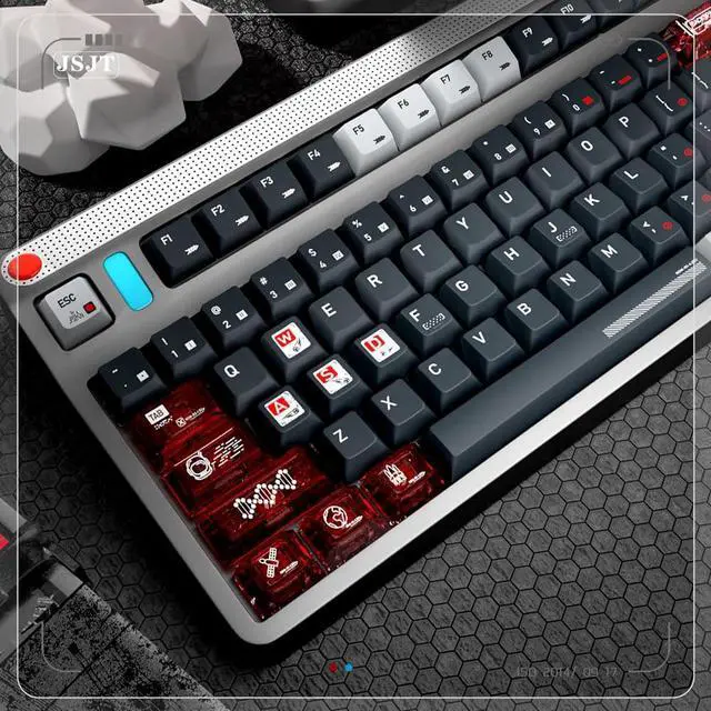 Alt view image 2 of 5 - JSJT Clear PC Through Keycaps + PBT Keycaps,Moon Project Theme Keycaps 183 Keys Cherry Profile Keycap Set for MX Switch Mechanical Keyboards(Only Keycaps)