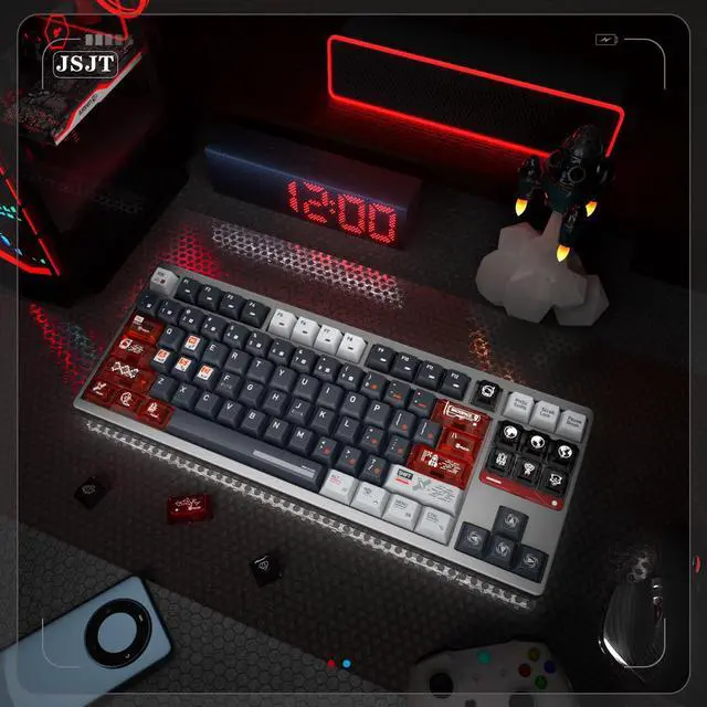 Alt view image 3 of 5 - JSJT Clear PC Through Keycaps + PBT Keycaps,Moon Project Theme Keycaps 183 Keys Cherry Profile Keycap Set for MX Switch Mechanical Keyboards(Only Keycaps)