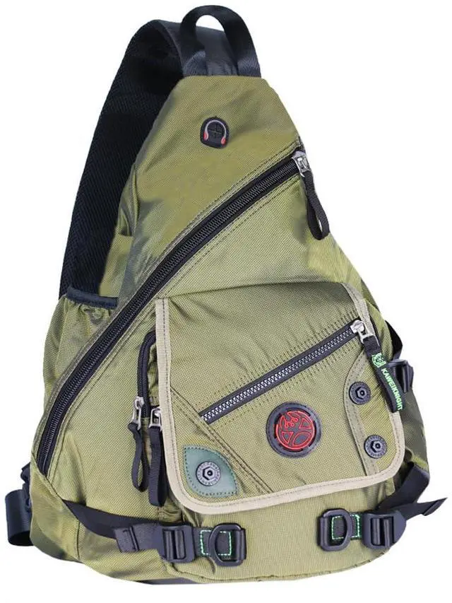 Main image of Kawei Knight Large Sling Bag Laptop Backpack Cross Body Messenger Bag Shoulder Travel Rucksack (A-Green)