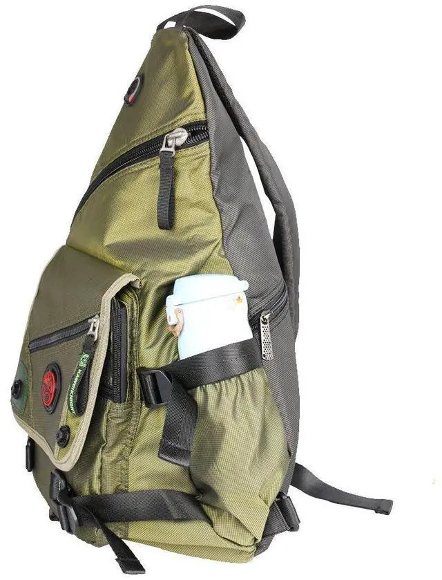 Alt view image 3 of 5 - Kawei Knight Large Sling Bag Laptop Backpack Cross Body Messenger Bag Shoulder Travel Rucksack (A-Green)