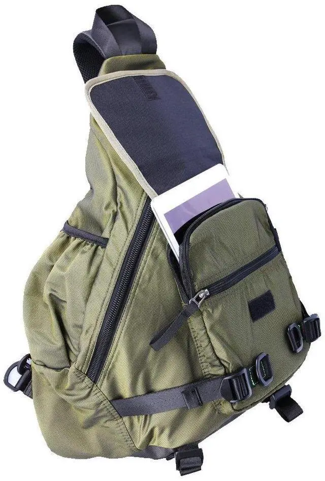 Alt view image 5 of 5 - Kawei Knight Large Sling Bag Laptop Backpack Cross Body Messenger Bag Shoulder Travel Rucksack (A-Green)