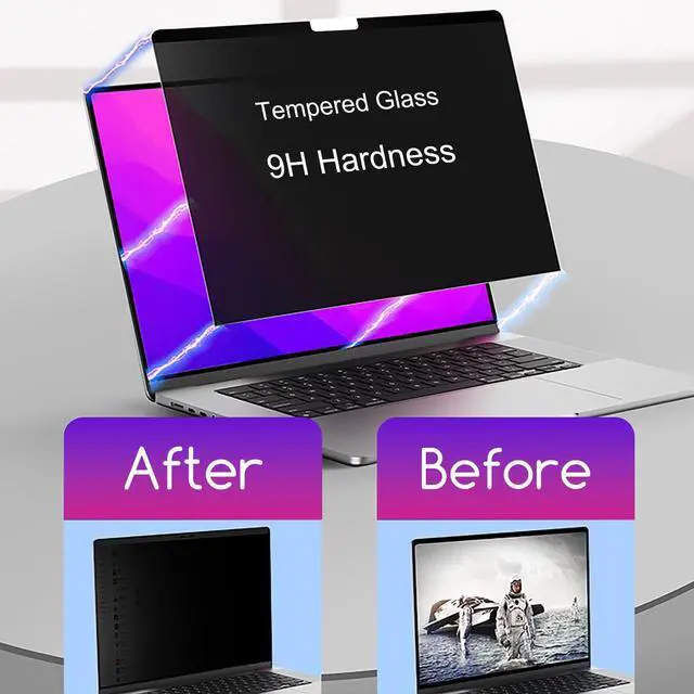 Alt view image 2 of 5 - KEANBOLL Privacy Tempered Glass Screen Protector Designed for MacBook Pro 14 inch (M4 M3 M2 M1 Pro/Max Chip), Privacy Protection Technology-Tempered Glass-Anti-Peeping-9H Hardness-Anti-Fingerprint