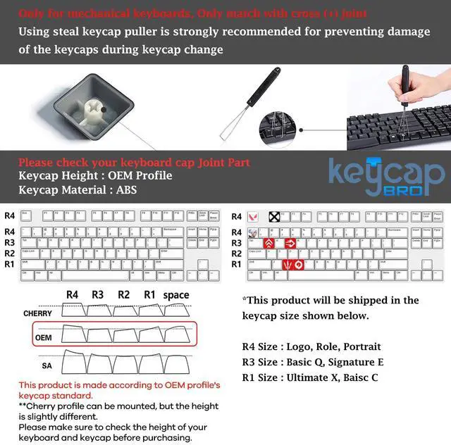 Alt view image 5 of 5 - Valorant Custom Keycaps (Agent Brimstone) - Laser Engraved with Each Valorant Agent's Portrait, Skills, and Position. Fit with Any Mechanical Keyboard. Valorant Gift for Gamers, Adults, and Teens.