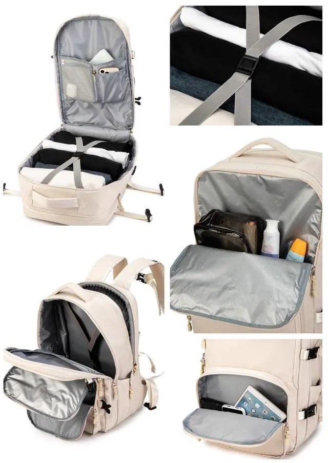 Alt view image 2 of 5 - Kinmac Extra Large Travel Backpack,360° Cushioned Laptop Backpack with USB Charging Port For 15.6 inch to 17 inch Laptop (Khaki)