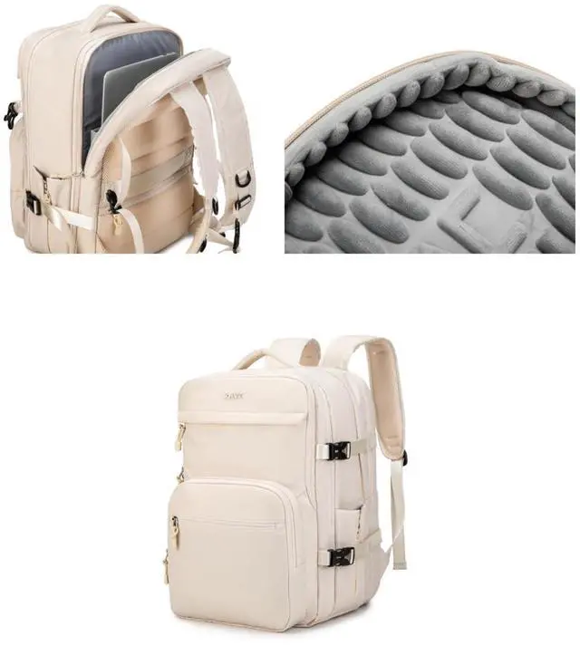 Alt view image 3 of 5 - Kinmac Extra Large Travel Backpack,360° Cushioned Laptop Backpack with USB Charging Port For 15.6 inch to 17 inch Laptop (Khaki)