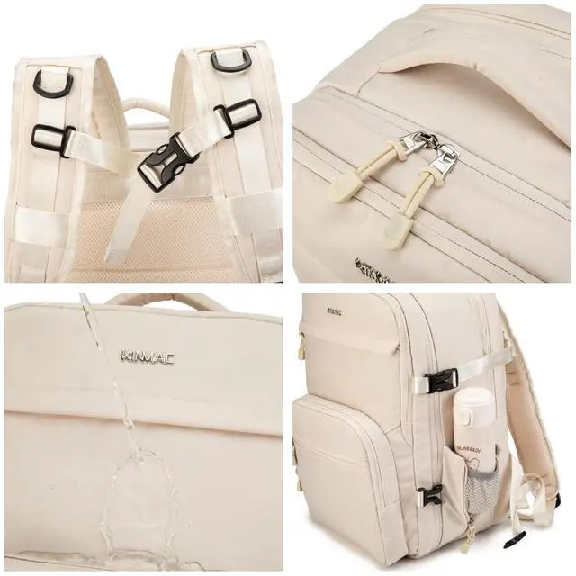 Alt view image 5 of 5 - Kinmac Extra Large Travel Backpack,360° Cushioned Laptop Backpack with USB Charging Port For 15.6 inch to 17 inch Laptop (Khaki)