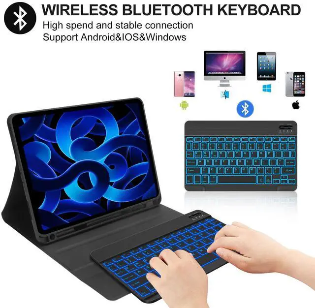 Alt view image 3 of 5 - KVAGO iPad Pro M4 11 inch Case with Keyboard, Magnetic iPad Pro M4 11 inch Case, Detachable Bluetooth Keyboard, Pencil Holder (Deep Black)