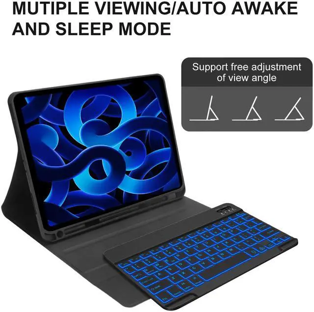 Alt view image 5 of 5 - KVAGO iPad Pro M4 11 inch Case with Keyboard, Magnetic iPad Pro M4 11 inch Case, Detachable Bluetooth Keyboard, Pencil Holder (Deep Black)