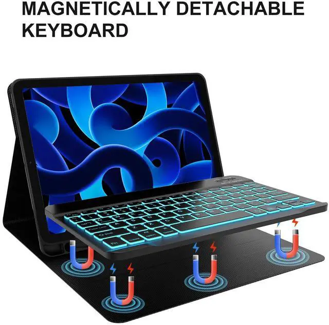 Alt view image 4 of 5 - KVAGO iPad Pro M4 11 inch Case with Keyboard, Magnetic iPad Pro M4 11 inch Case, Detachable Bluetooth Keyboard, Pencil Holder (Deep Black)