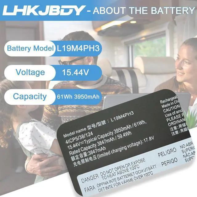 Alt view image 2 of 5 - L19M4PH3 Laptop Battery Replacement for Lenovo Ideapad Yoga Slim 7 Pro-14ARH5 Ideapad Yoga Slim 7 Pro-14ITL5 Series L19C4PH3 L19D4PH3 SB10Z49515 SB10Z49516 SB10Z49517 5B10Z49514 15.44V 61Wh 3950mAh