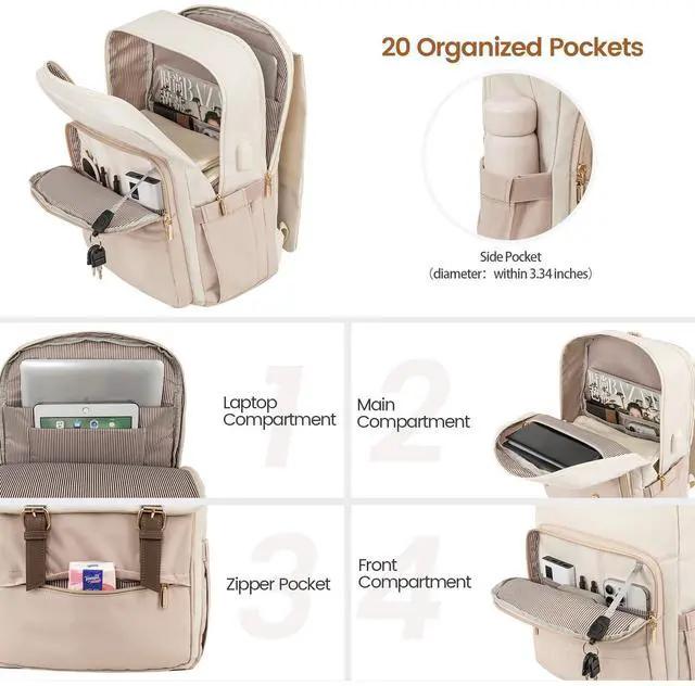 Alt view image 2 of 5 - LOVEVOOK Travel Laptop Backpack Purse for Women Fashion Vintage Computer Backpack 15.6 Inch Large Teacher Nurse Backpack Casual Daypack for Business Work College