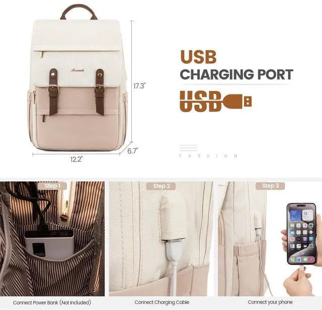 Alt view image 5 of 5 - LOVEVOOK Travel Laptop Backpack Purse for Women Fashion Vintage Computer Backpack 15.6 Inch Large Teacher Nurse Backpack Casual Daypack for Business Work College