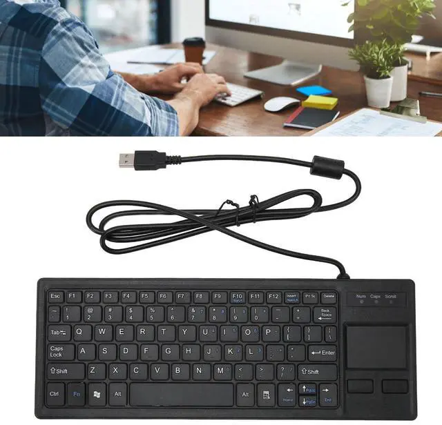 Alt view image 4 of 5 - Compact Touch Keyboard, Wired Keyboard with Touchpad, HUB Function, X Scissors Key, Supports Basic Gestures for Industrial, Food Service, Manufacturing,Long Working Life