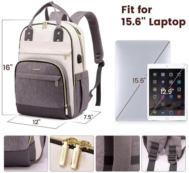 Alt view image 4 of 5 - LOVEVOOK Laptop Backpack Women,Large Capacity 15.6 inch Laptop Bag Travel Backpack for Women,Computer Work College Teacher Backpacks with USB Port,Waterproof Personal Item Backpack Casual Daypack