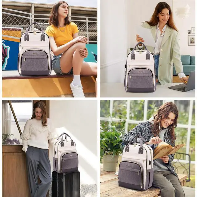 Alt view image 2 of 5 - LOVEVOOK Laptop Backpack Women,Large Capacity 15.6 inch Laptop Bag Travel Backpack for Women,Computer Work College Teacher Backpacks with USB Port,Waterproof Personal Item Backpack Casual Daypack