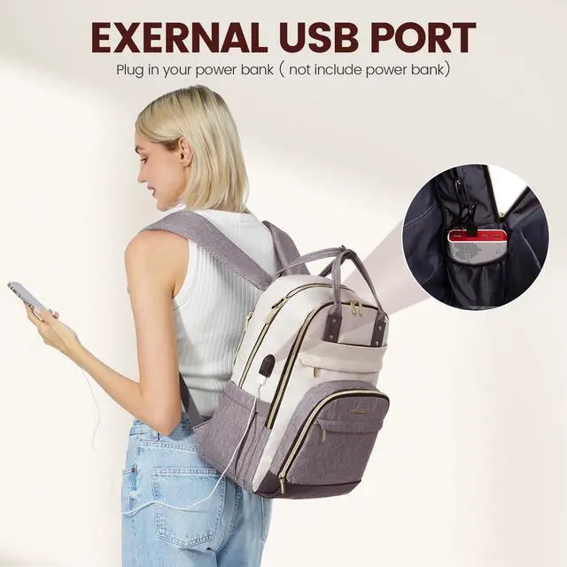 Alt view image 5 of 5 - LOVEVOOK Laptop Backpack Women,Large Capacity 15.6 inch Laptop Bag Travel Backpack for Women,Computer Work College Teacher Backpacks with USB Port,Waterproof Personal Item Backpack Casual Daypack