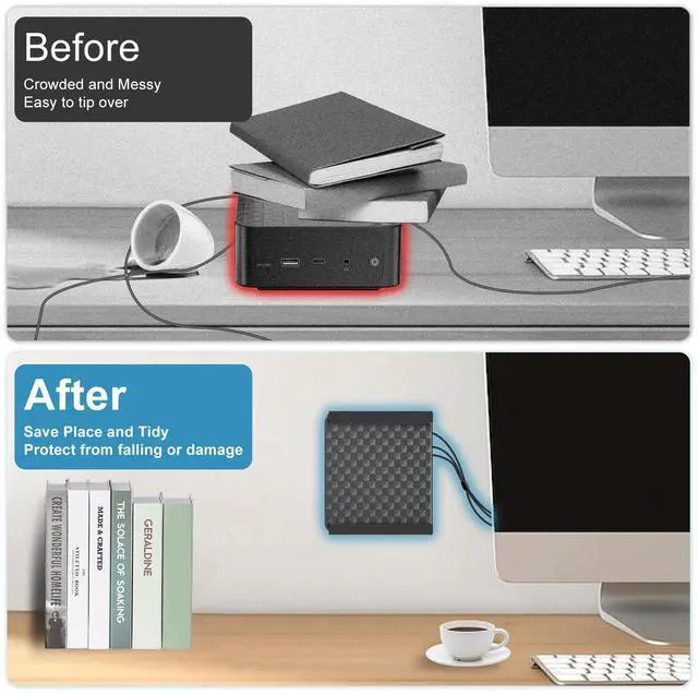 Alt view image 4 of 5 - Metal Mini PC Mount for Beelink Mini PC Vesa Mount/Wall Mount/Under Desk, for Beelink S12 Pro, Mini S13, SER6 Pro/SER3/SER5/SER5 MAX/SER5 Pro, SEi12/EQ13 and More