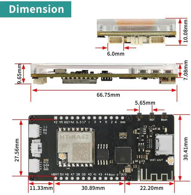 Alt view image 3 of 5 - Vision Master E213 ESP32-S3R8 LoRa Development Board SX1262 Chip with 2.13" E-Ink Display LoRaWAN BLE 5.0 WiFi Compatible with Arduino LoRa Meshtastic IoT(902-928MHz