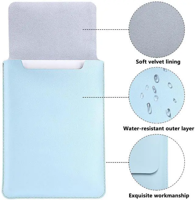 Alt view image 4 of 5 - MAYCARI Slim Blue Waterproof Laptop Sleeve Bag 15.6 Inch 16 Inch, Light Weight Fuax Leather Protective Laptop Sleeve Case, Cute Blue Butterfly Print 15.6 Inch 16 Inch Case for Girls Women Boys