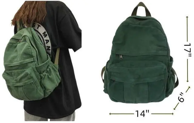 Alt view image 5 of 5 - MaxxCloud Women's Heavy Cotton Canvas Laptop Backpack Lightweight Casual Hiking Daypack Travel Bag