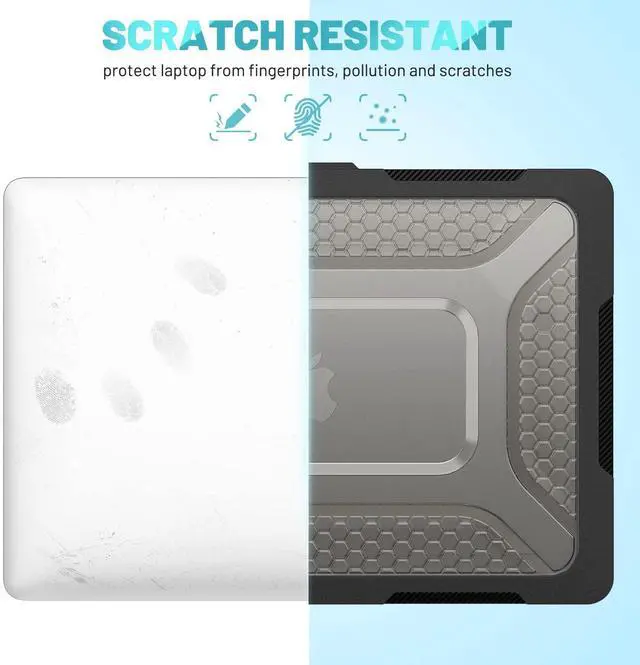 Alt view image 2 of 5 - Mektron Shockproof Case for MacBook Air 15 inch 2023 with M2 /M3 Chip Model A2941/A3114,15.3" Heavy Duty Protective Hard Shell Cover with Fold Kickstand with Keyboard Skin,C-Black