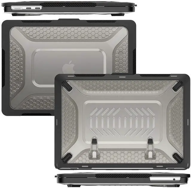 Alt view image 5 of 5 - Mektron Shockproof Case for MacBook Air 15 inch 2023 with M2 /M3 Chip Model A2941/A3114,15.3" Heavy Duty Protective Hard Shell Cover with Fold Kickstand with Keyboard Skin,C-Black