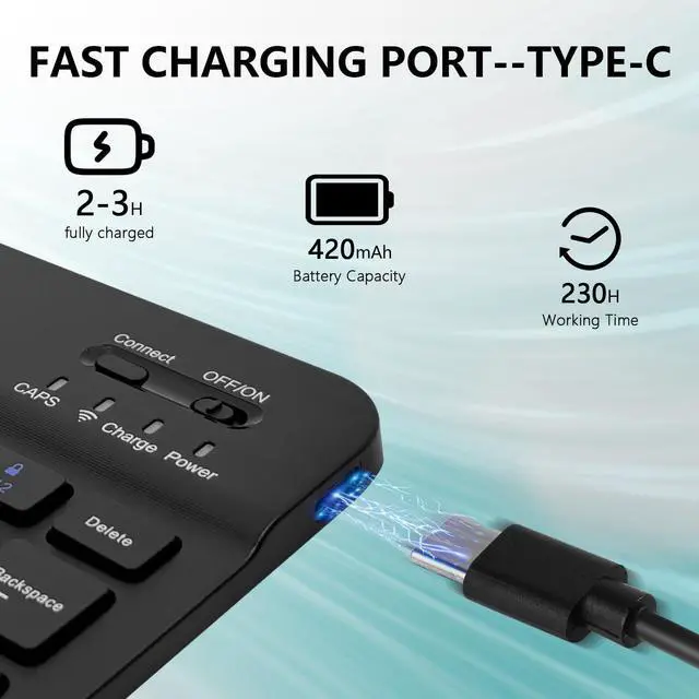 Alt view image 4 of 5 - Mewealth Keyboard Case for iPad 9th / 8th / 7th Generation 10.2 Inch with Pencil Holder, Detachable Keyboard Cover for iPad Pro 10.5" / iPad Air 3rd, Checkered Plaid Blue-White