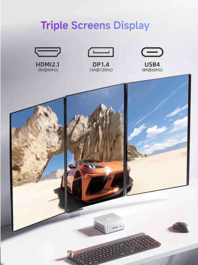 Alt view image 5 of 5 - MINISFORUM UM870 Slim Mini PC Barebone AMD Ryzen 7 8745H(8C/16T), Mini Desktop Computer Without RAM/SSD/OS, AMD Radeon 780M Graphics, USB4/HDMI2.1/DP1.4 Output, 2.5G LAN, 4xUSB Ports, WiFi 6E, BT5.3