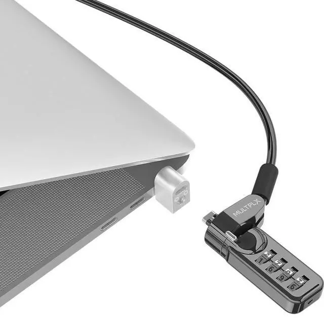 Alt view image 2 of 5 - Multplx Universal Laptop Security Lock | Compatible with All Laptops inc MacBook | 1.7m Anti-Theft Cable | 4 Digit Combination Lock | Cut Resistant Steel Cable | Kensington Lock Alternative