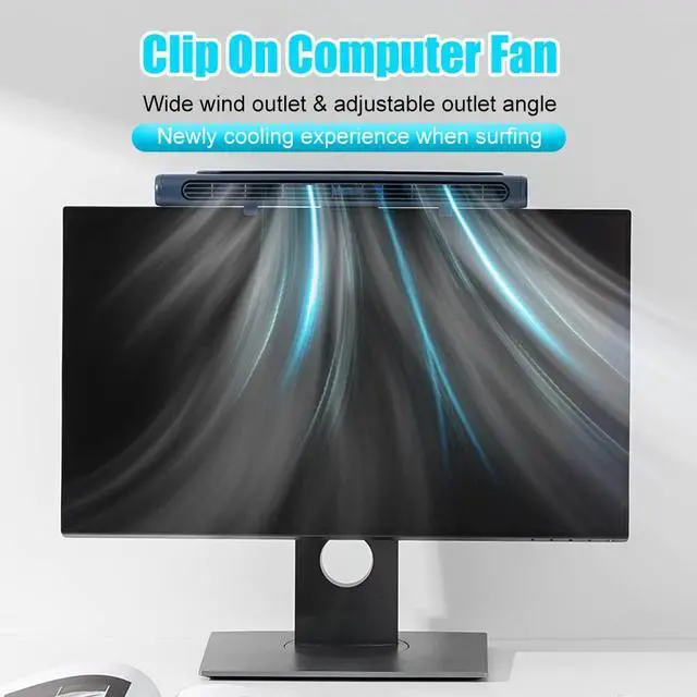 Alt view image 2 of 5 - NORMIA RITA Clip On Computer Fan, Bladeless Monitor Clip On Fan Personal Cooling Fan for Office, Quiet USB Desk Fan Small Tower Fan for Desk, Suitable for Flat and Curved Monitor, Laptop