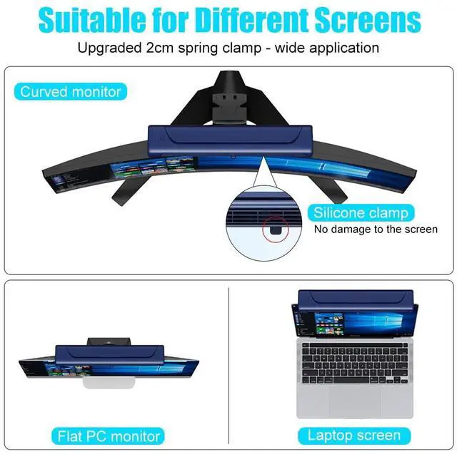 Alt view image 5 of 5 - NORMIA RITA Clip On Computer Fan, Bladeless Monitor Clip On Fan Personal Cooling Fan for Office, Quiet USB Desk Fan Small Tower Fan for Desk, Suitable for Flat and Curved Monitor, Laptop