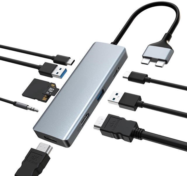 Main image of 9 in 2 MacBook Air Adapter USB C Hub Triple Display for MacBook Pro Air Mac, MacBook Pro Docking Station 4K HDMI Dock with 100W PD,USB 3.0,SD/TF Card Reader,3.5mm Audio
