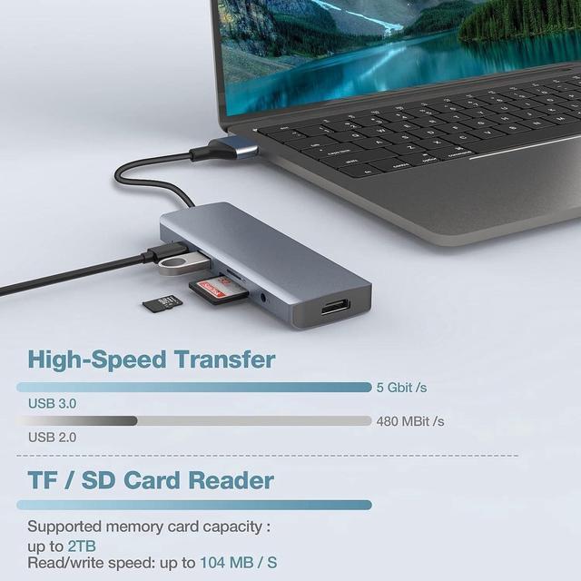 Alt view image 3 of 4 - 9 in 2 MacBook Air Adapter USB C Hub Triple Display for MacBook Pro Air Mac, MacBook Pro Docking Station 4K HDMI Dock with 100W PD,USB 3.0,SD/TF Card Reader,3.5mm Audio